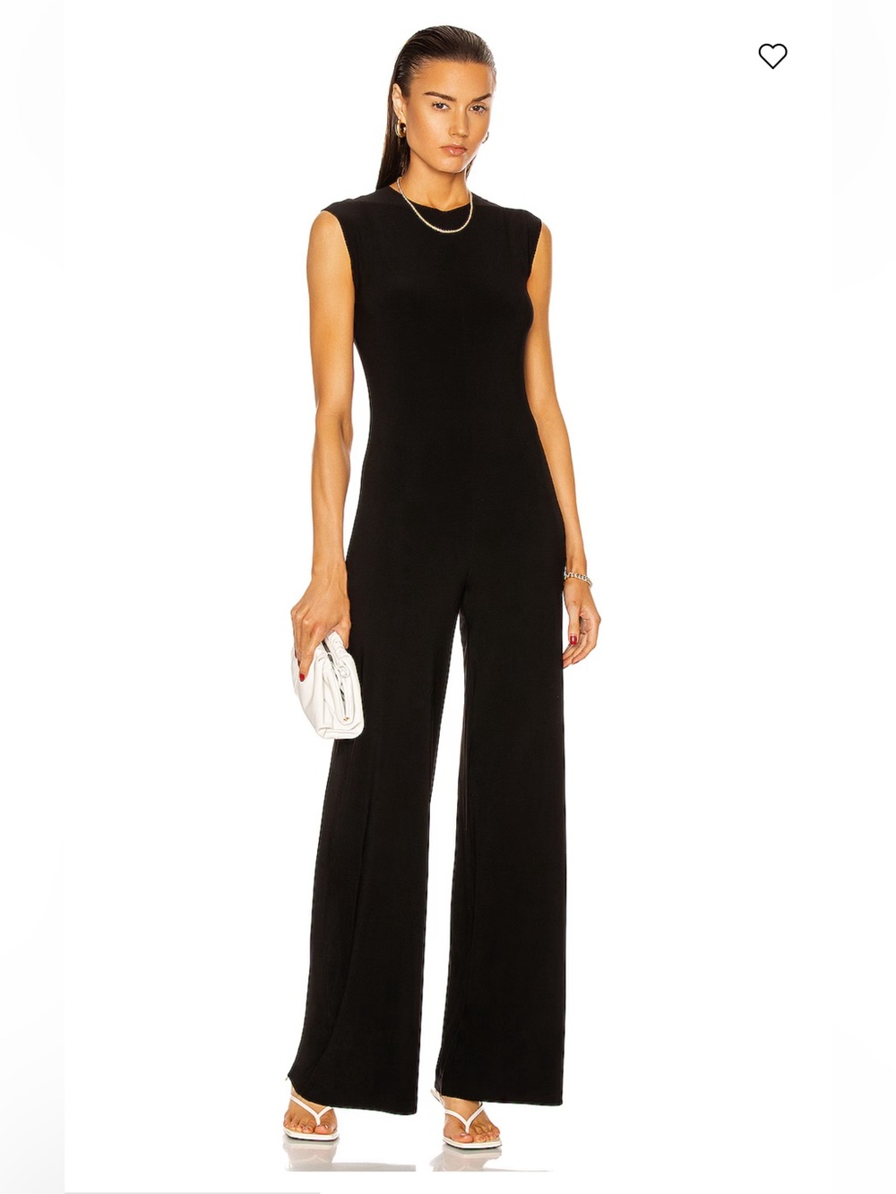 NWT Norma Kamali Black Sleeveless Wide-Leg Jumpsuit Size Large